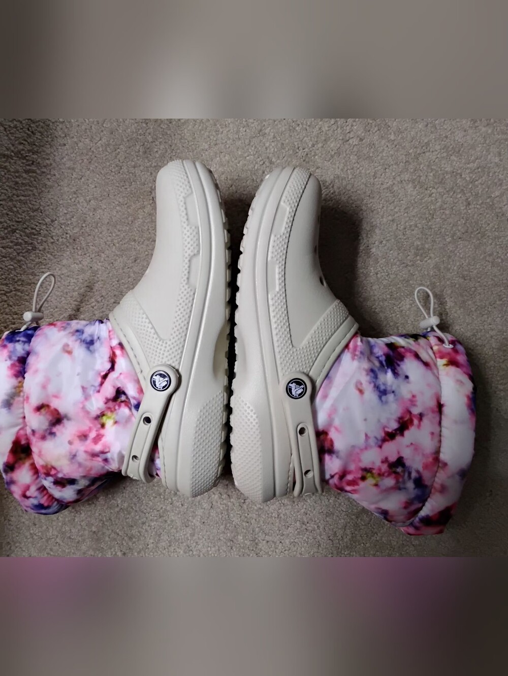 Crocs Classic Lined Neo Puff Tie Dye Boot, Beige/Pink, Women's 9/Men's 7 - Picture 8 of 11